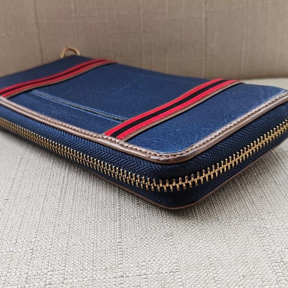 Samantha Thavasa Petit Choice Wallet Clutch Blue Card Holder Purse Zip Around - Picture 6 of 10